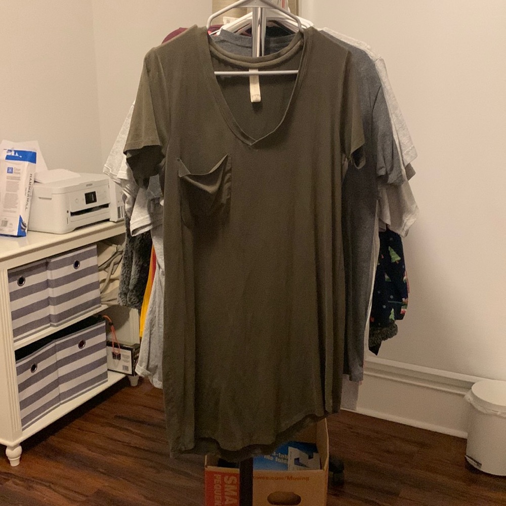 Altar’d State Dark Green Crushed Velvet T-shirt Dress